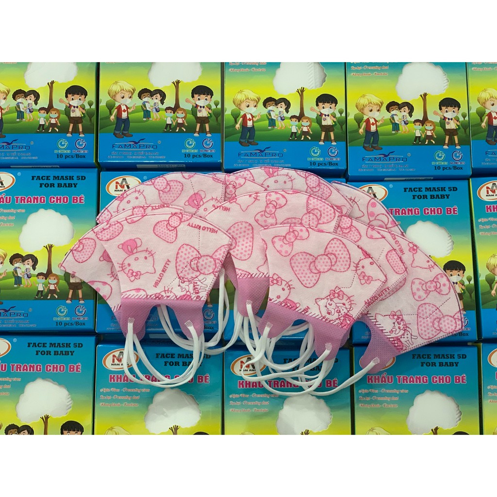 Khẩu Trang Y Tế 5D Trẻ Em Nam Anh - Hộp 10 cái
