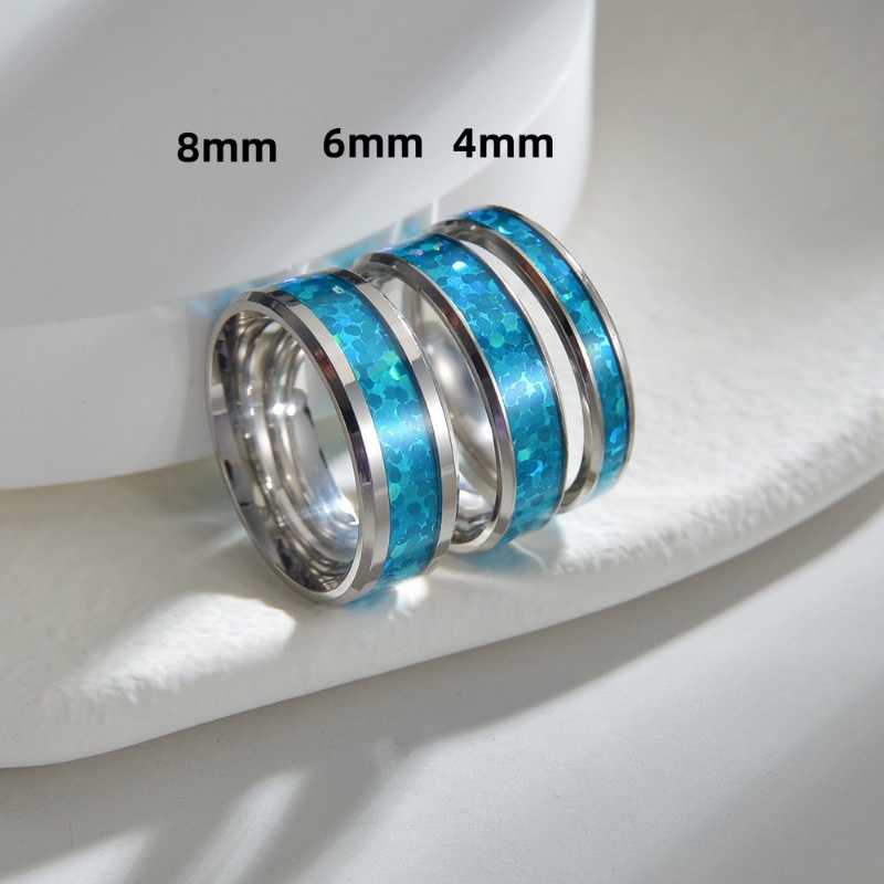 Nhẫn Thép Titan Màu Xanh Nước Biển Phong Cách Đơn Giản Thời Trang Mới Cho Nam Và Nữ