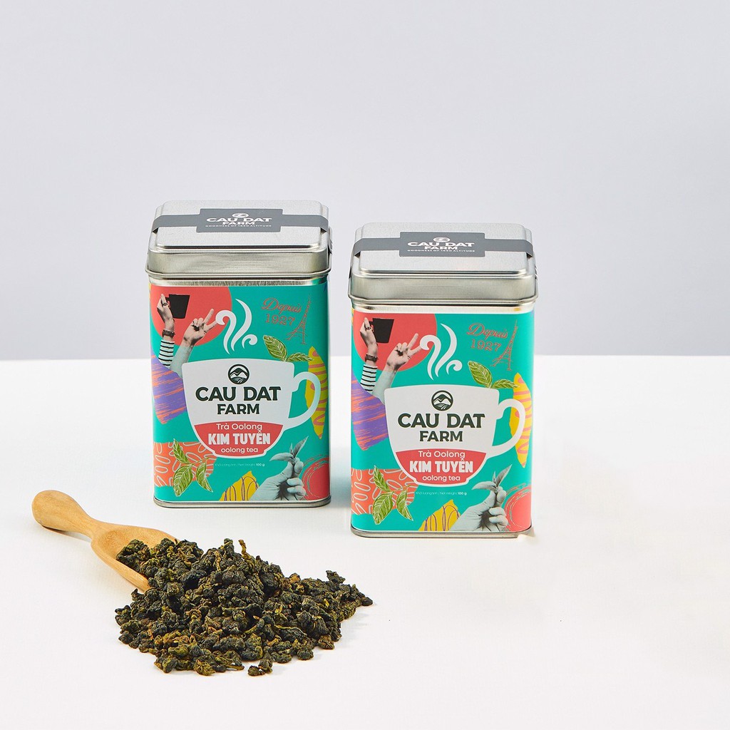 Trà Oolong Cầu Đất Farm hộp thiếc 100g