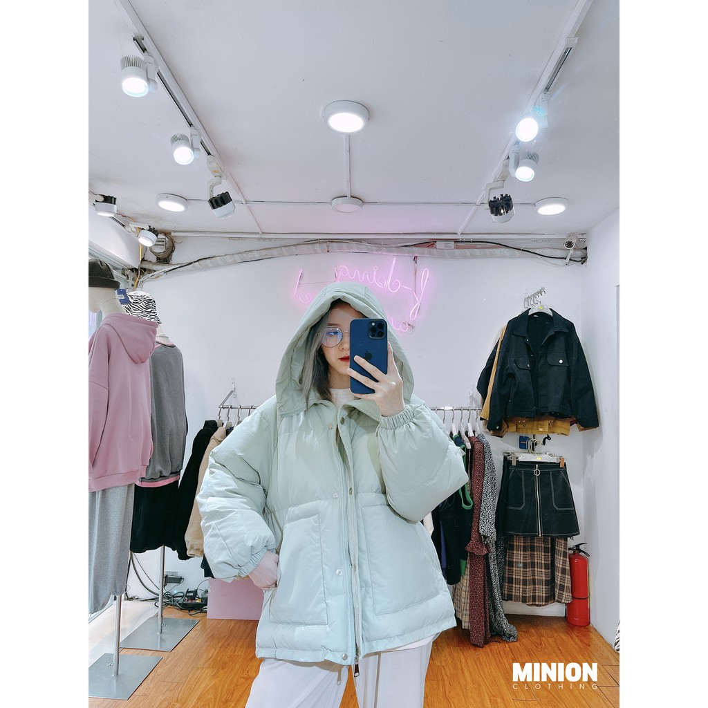 Áo khoác phao nam nữ MINCLOTHING có mũ bomber cao cấp form rộng nỉ chần bông ấm phong cách Hàn Quốc A2909