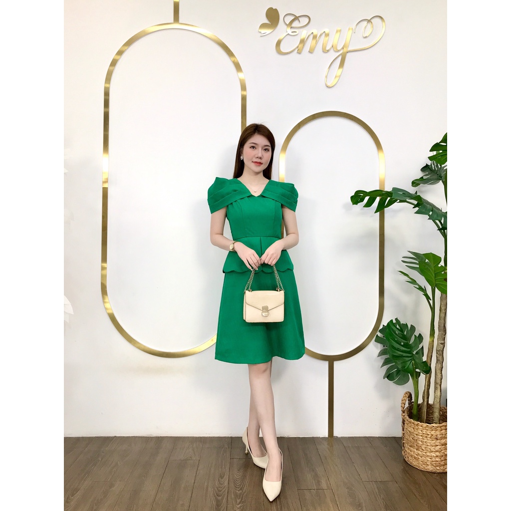 Đầm EMY EM6604 Peplum Tay Xếp Ly