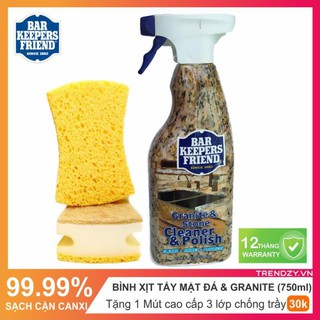 [BKF+Quà tặng] Chai xịt tẩy rửa bề mặt Đá BKF 750ml - Stone & Granite | Tẩy sạch và làm bóng mặt đá tự nhiên và nhân tạo