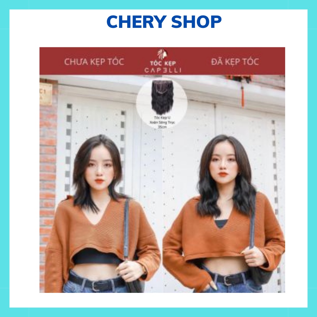 Tóc giả nữ đẹp 💄 FREESHIP 💄 kẹp U nửa đầu xoăn trục ngắn ku17