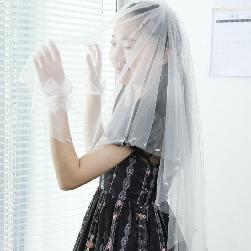 Mạng Che Mặt 2 Tầng Bằng Vải Tuyn Kèm Lược Cài Tóc Cho Cô Dâu Edge