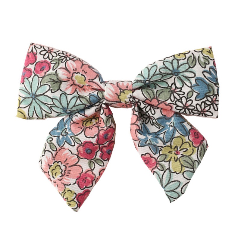 Kẹp Tóc Nơ In Họa Tiết Hoa Xinh Xắn Cho Bé Gái