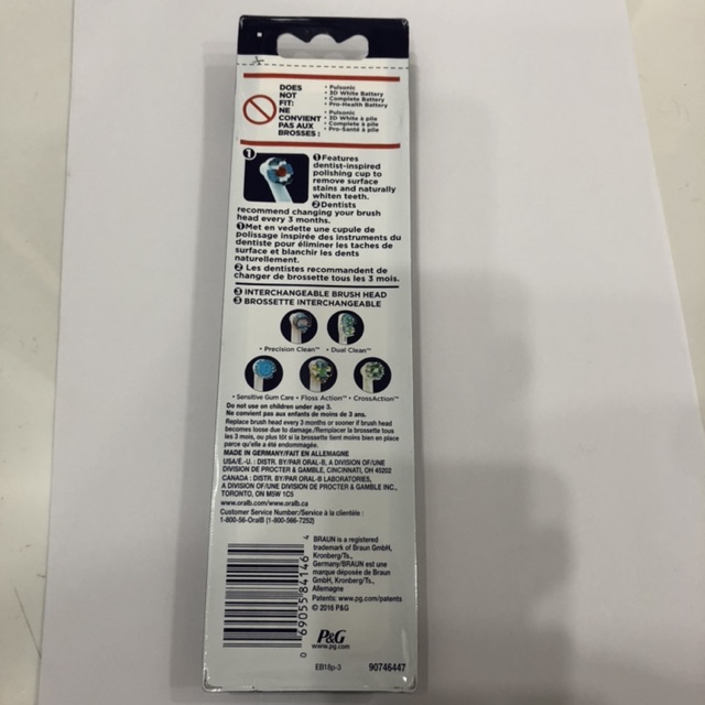 BỘ 3 ĐẦU BÀN CHẢI ĐIỆN ORAL-B 3D WHITE