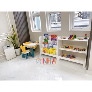 Kệ sách Montessori cho bé, kệ sách gỗ trẻ em, giá sách cho bé. Góc Montessori trẻ em