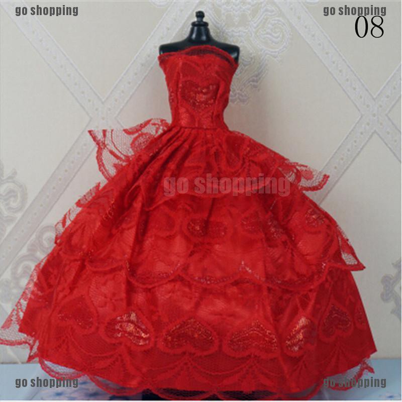 {go shopping}Handmade Doll Girl Dressing Wedding Evening Dress Big Tail Princess Dress 30cm Doll Clothes Toy