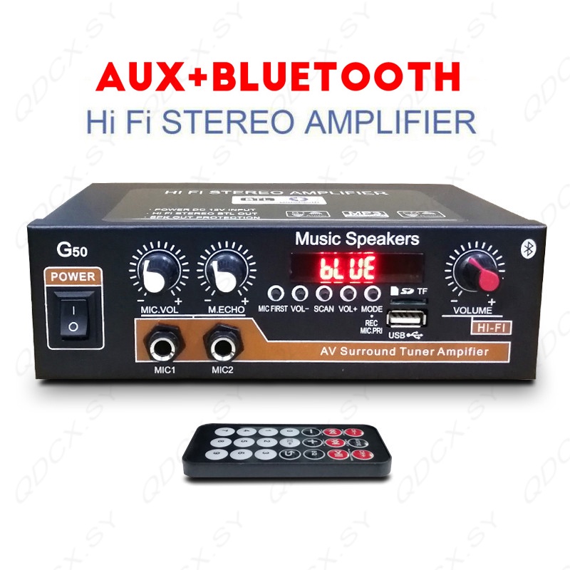 Bộ Khuếch Đại Âm Thanh Kỹ Thuật Số Bluetooth 5.0 HiFi Subwoofer Kèm Điều Khiển Từ Xa Cho Xe Hơi