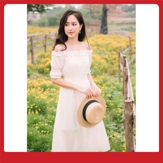 Váy Trắng Trễ Vai🍒Giảm Giá🍒Váy đi biển.