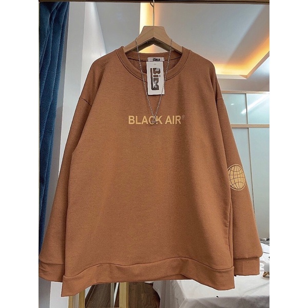 Áo sweater cam đất unisex dáng rộng in chữ tay xinh xỉu