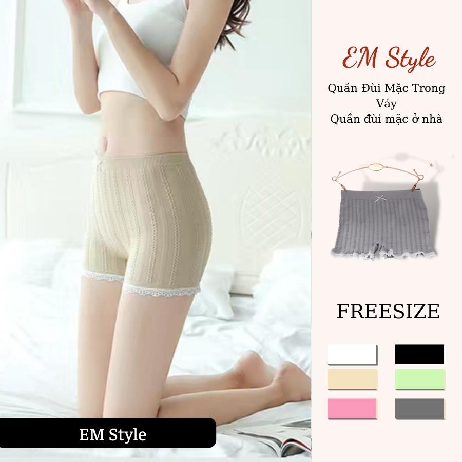 Quần Mặc Trong Váy Đùi Nữ Gân Tăm SIÊU CO GIÃN chíp mặc trong váy pha ren EMSTYLE QV450