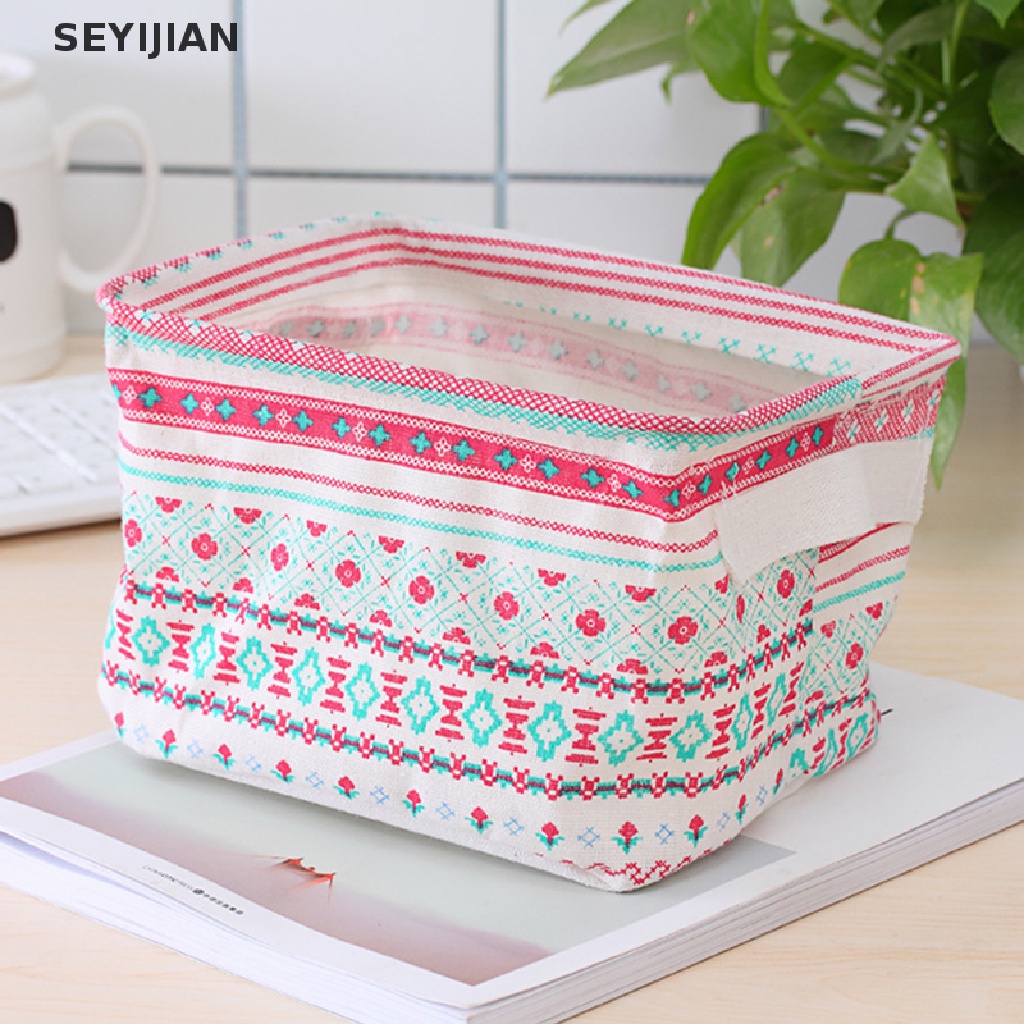 Giỏ Đựng Đồ Giặt / Đồ Chơi / Mỹ Phẩm Bằng Vải Lanh Có Thể Gấp Gọn Tiện Dụng DIY