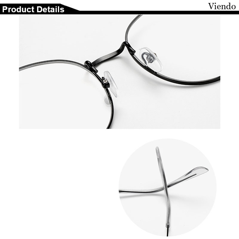 Mắt kính VIENDO gọng kim loại tròn có độ-1.0~-4.0 dành cho nam nữ
