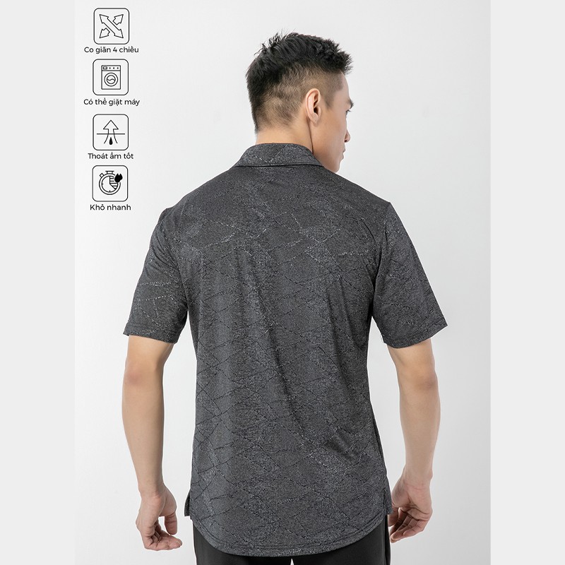 Áo sơ mi thời trang nam ngắn tay slim fit màu Xám in chìm CIZA AMNS06 phong cách công sở