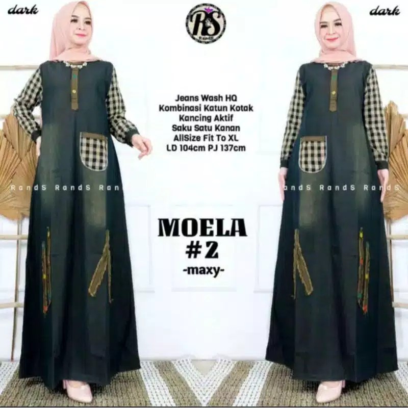 Moela maxy Đầm // Áo Choàng Jean Dáng Dài Mới Nhất Dành Cho Phụ Nữ Tuổi Teen/ Áo Choàng Gamis / Gamis Syaris Mới Nhất Của Phụ Nữ Hồi Giáo