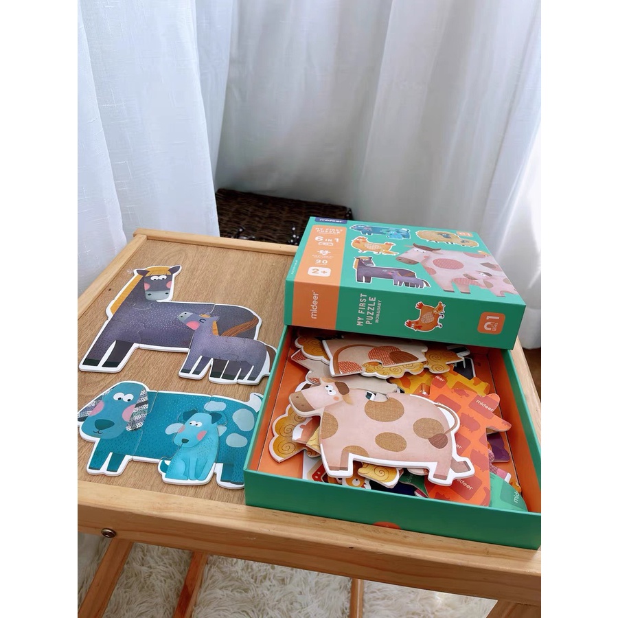 Bộ đồ chơi xếp hình mảnh ghép siêu to Mideer chủ đề Động vật mẹ con My first puzzle Mom and baby cho bé từ 18 tháng