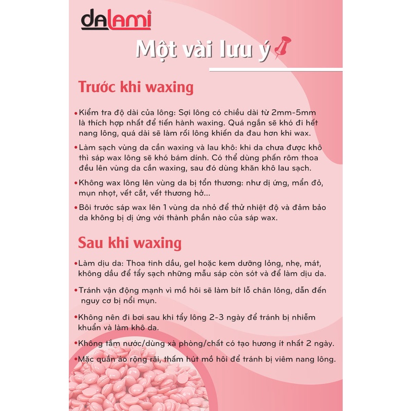 Wax bean Dalami 50 gram tẩy lông an toàn tại nhà, wax nách tay chân, tẩy lông - tặng kèm 1 que gỗ - che tên