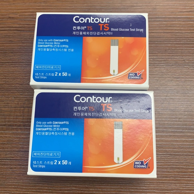 (Hạn xa) Que thử đường huyết Bayer Contour TS [Hộp 100 que tặng kèm 25 kim]