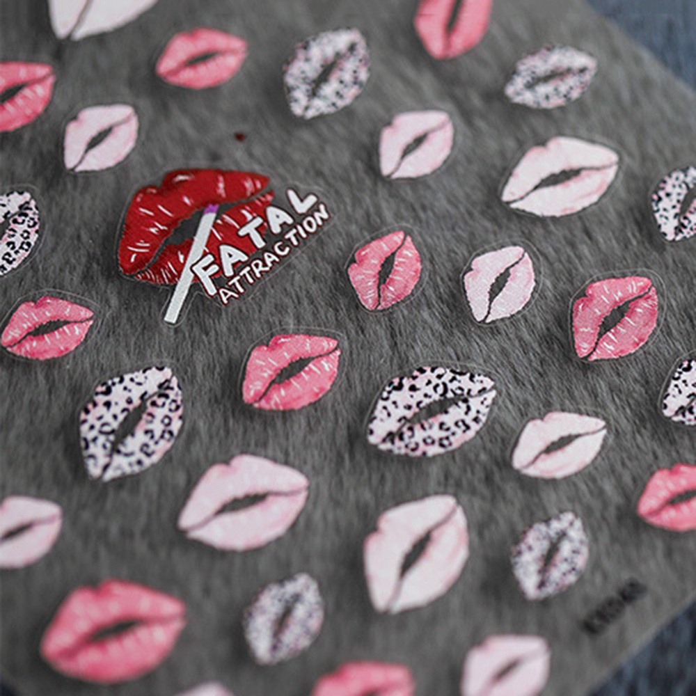 [Hàng mới về] Miếng Dán Trang Trí Móng Tay Hình Đôi Môi Đỏ 5D Thời Trang Diy