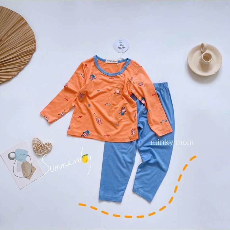 Bộ minky mom thun lạnh dài tay ❤️ freeship ❤️ đồ ngủ cho bé trai bé gái minky mom loại 1