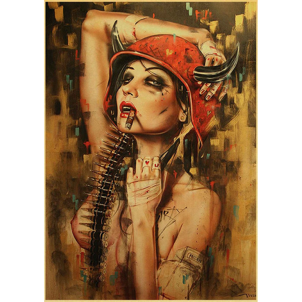 Áp phích trang trí tường hình cô gái gợi cảm kích cỡ 42x30cm