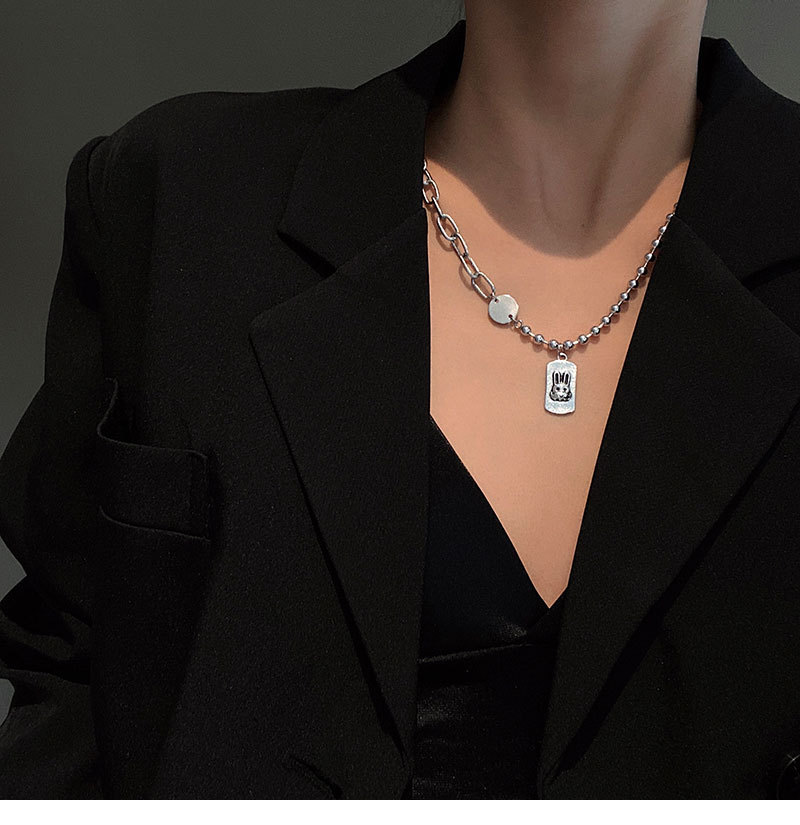 Dây chuyền thép titan phối mặt hình thỏ xinh xắn độc đáo thời trang 22838