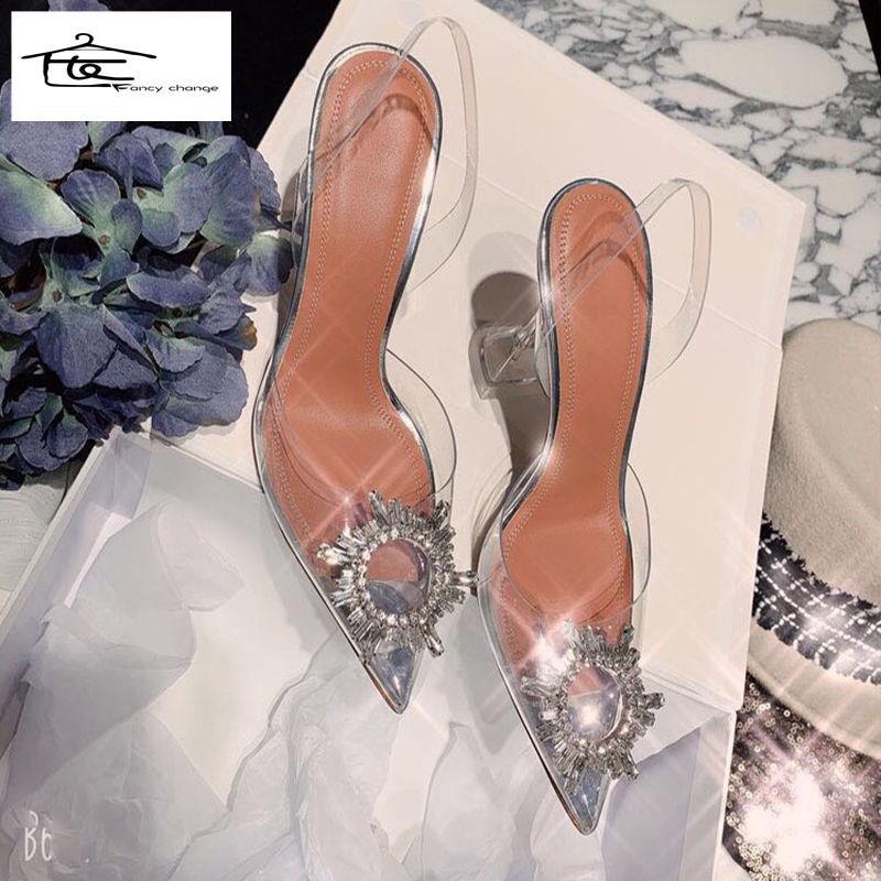 Giày Cao Gót Hở Mũi Thiết Kế Trong Suốt Thời Trang Mùa Hè Quyến Rũ Cho Nữ