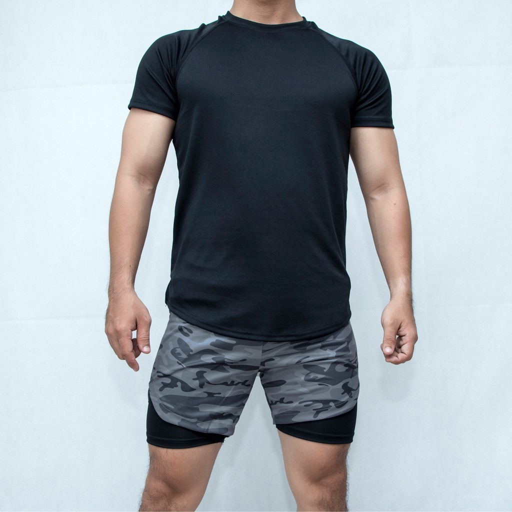 Quần Short Thể Thao Hai Lớp Thoáng Khí Nhanh Khô Plus Size M-3XL Cho Nam