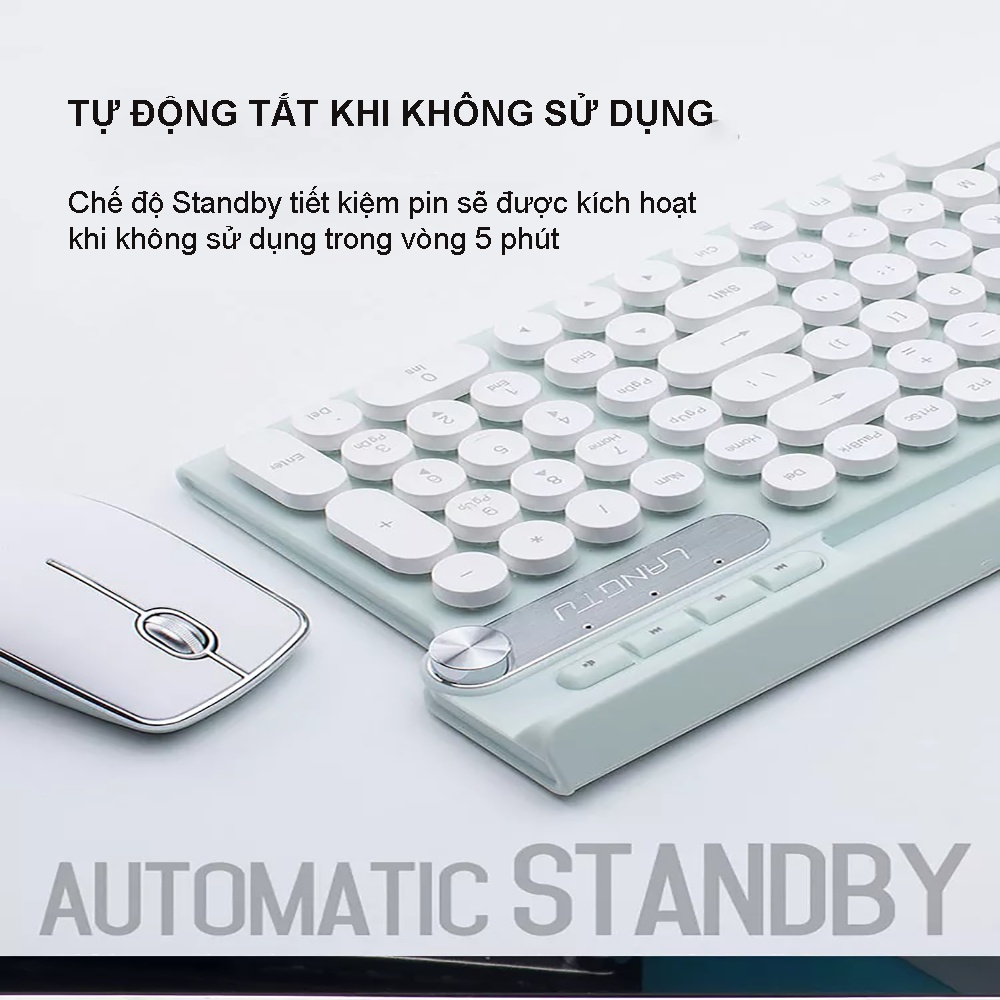 Bộ Bàn Phím Và Chuột Không Dây Cute Cao Cấp LT500 Sạc Pin Nhiều Màu Sắc