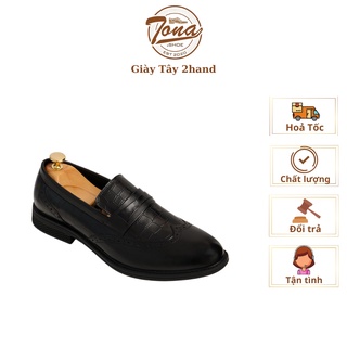 Giày lười nam da bò dập vân nam tính tonashoe