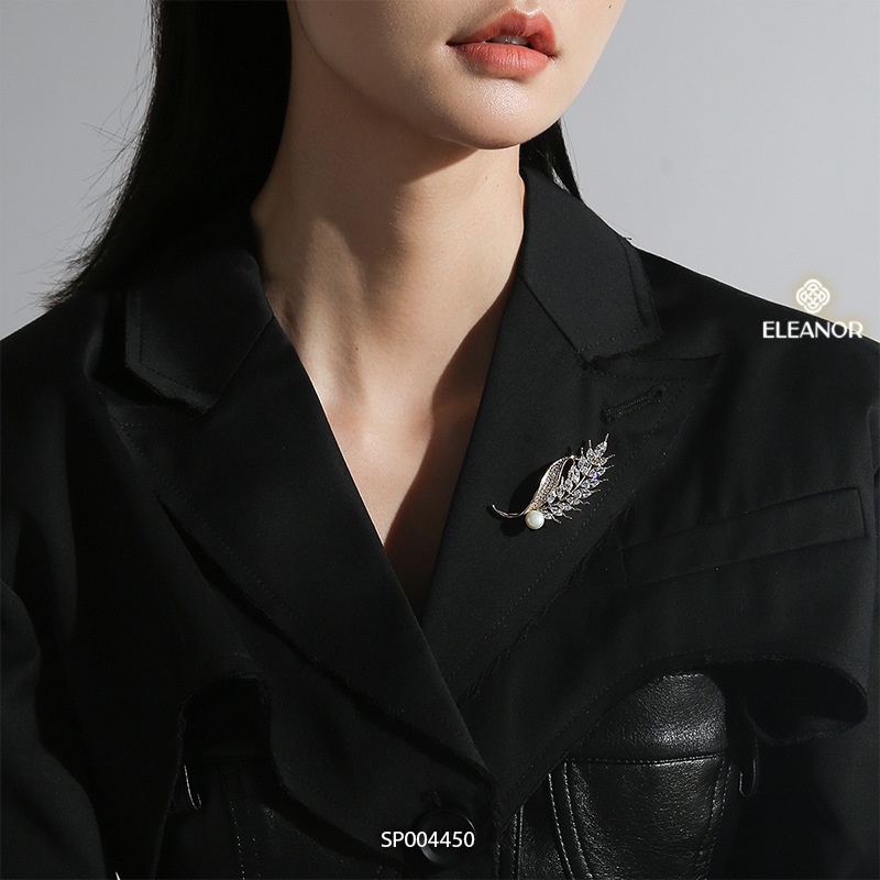 Ghim cài áo nam nữ Eleanor Accessories hình lúa mạch đính đá ngọc trai nhân tạo phụ kiện trang sức 4450