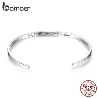 Vòng tay BAMOER CB160 bằng bạc 925 phối chữ độc đáo cho nam nữ