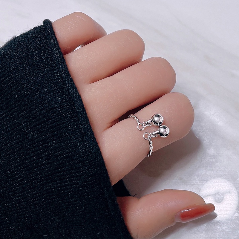 Nhẫn hở mạ bạc 925 thiết kế bện cá tính có thể điều chỉnh cho nữ