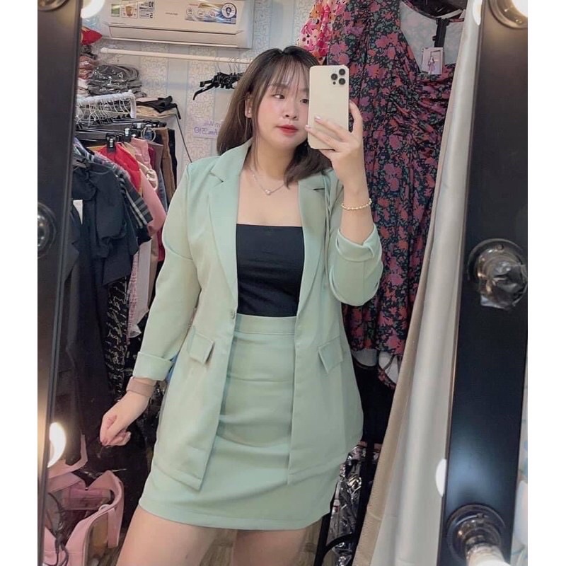 Set áo vest phối chân váy #bigsize 60-90kg | BigBuy360 - bigbuy360.vn