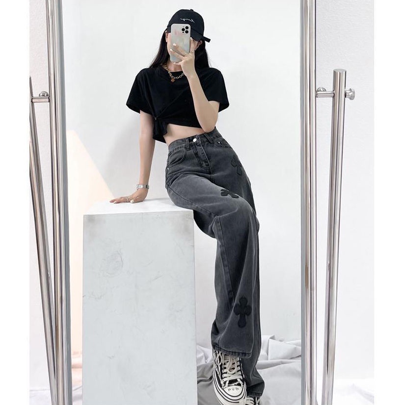 ◊Quần Jean Lưng Cao Ống Rộng Phong Cách Retro Mỹ