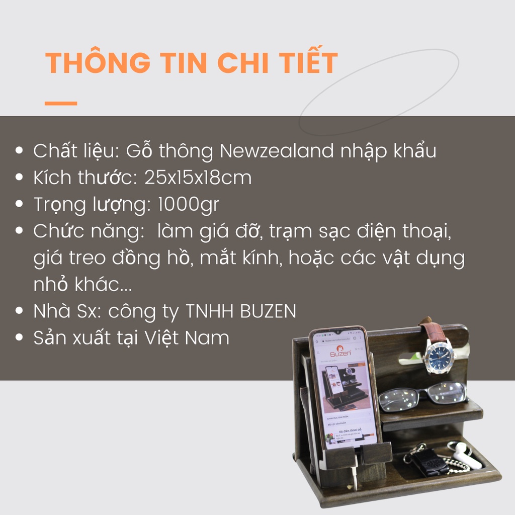 Kệ gỗ điện thoại đa năng BUZEN