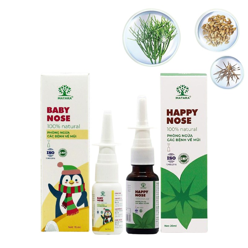 [Combo Gia Đình] Xịt Mũi Chống Viêm Xoang Happy Nose và Baby Nose - Kháng Khuẩn Vệ Sinh Mũi Các BV Lớn Tin Dùng