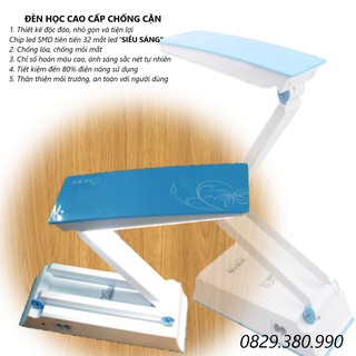 Đèn học để bàn, đèn học chống cận gấp gọn led usb cao cấp, cảm ứng tích điện thông minh - 32 bóng led