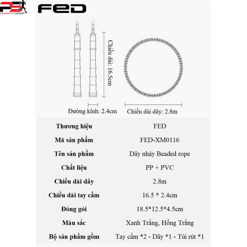 Dây Nhảy Hạt,Dây Beaded Rope FED-XM0116 dây nhảy nam,nữ thể dục,thể thao.