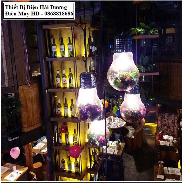 Đèn thả trang trí hình bóng led TN559 (kèm cây xanh) - Đường kính 300mm - Bảo hành 12 tháng