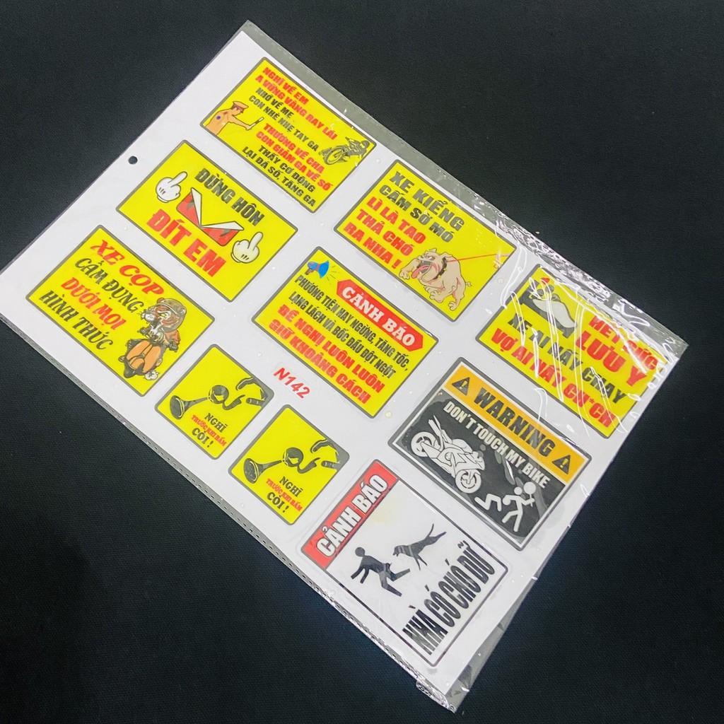 [TEM TRANG TRÍ XE] BỘ SƯU TẬP TEM THÔNG SỐ, TEM CẢNH BÁO PHỦ NHỰA NGOÀI MẪU MÃ ĐỘC ĐÁO TRANG TRÍ XE MÁY, ĐT