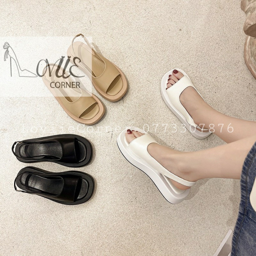 GIÀY ĐẾ XUỒNG NỮ LOVIIECORNER - SANDAL ĐẾ BẰNG ULZZANG 5 PHÂN - GIÀY XUỒNG NỮ ĐẾ BÁNH MÌ 5CM S210709