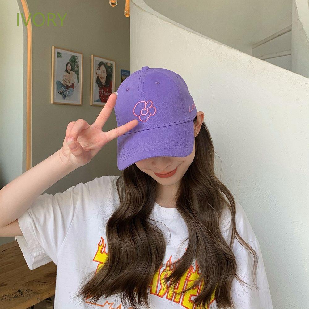 Mũ Lưỡi Trai Unisex Thêu Hoa Chất Liệu Cotton Phong Cách Hip Hop Dễ Thương