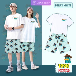 Đồ bộ hoạt hình unisex pery cax cax, set cartoon, freesize, thun cotton, nam nữ đều mặc được