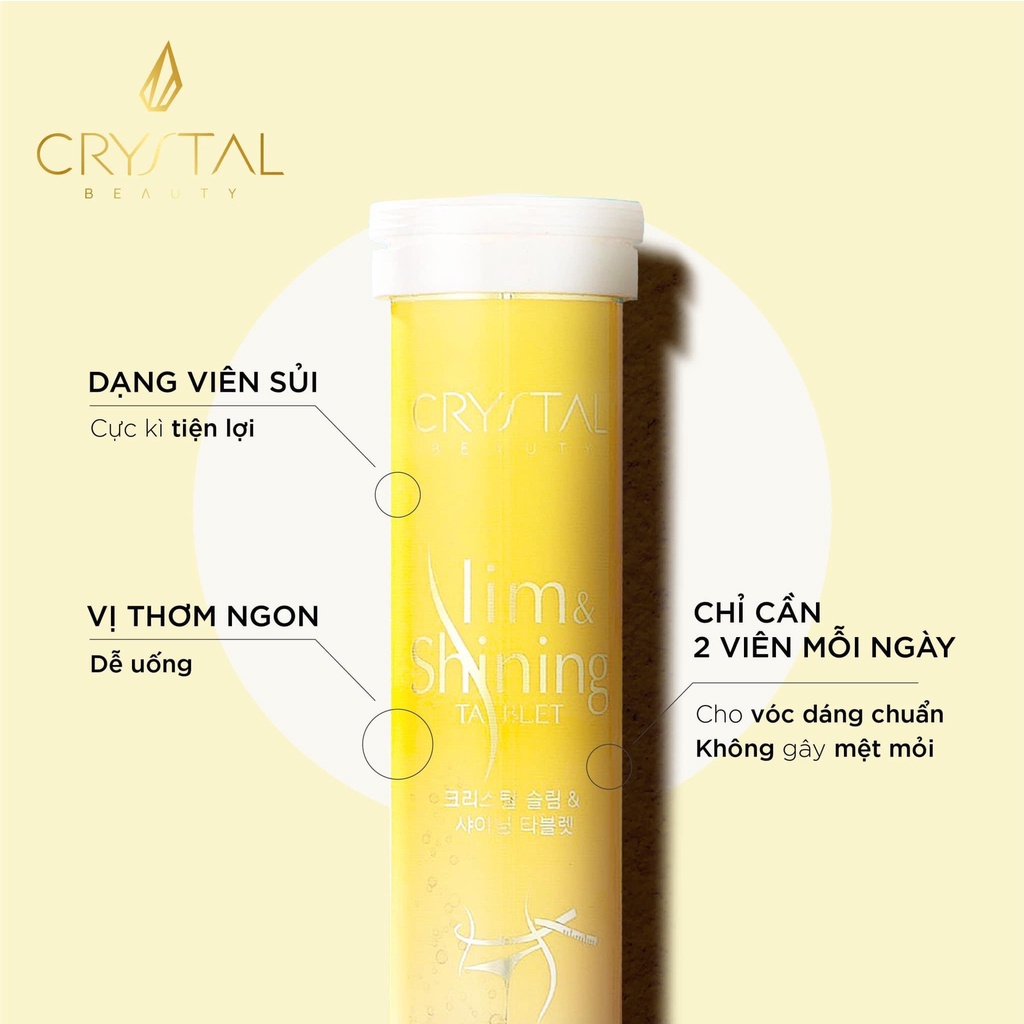 [CHÍNH HÃNG + QUÀ TẶNG] Viên Sủi Giảm Cân Crystal Slim &amp; Shining Tablets, Hỗ Trợ Giảm Cân Hiệu Quả, An, An Toàn Tự Tự Ni