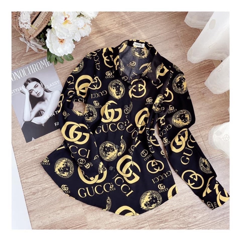 Áo sơ mi chữ GG có BIGSIZE chất đẹp dày dặn - GEM Fashion