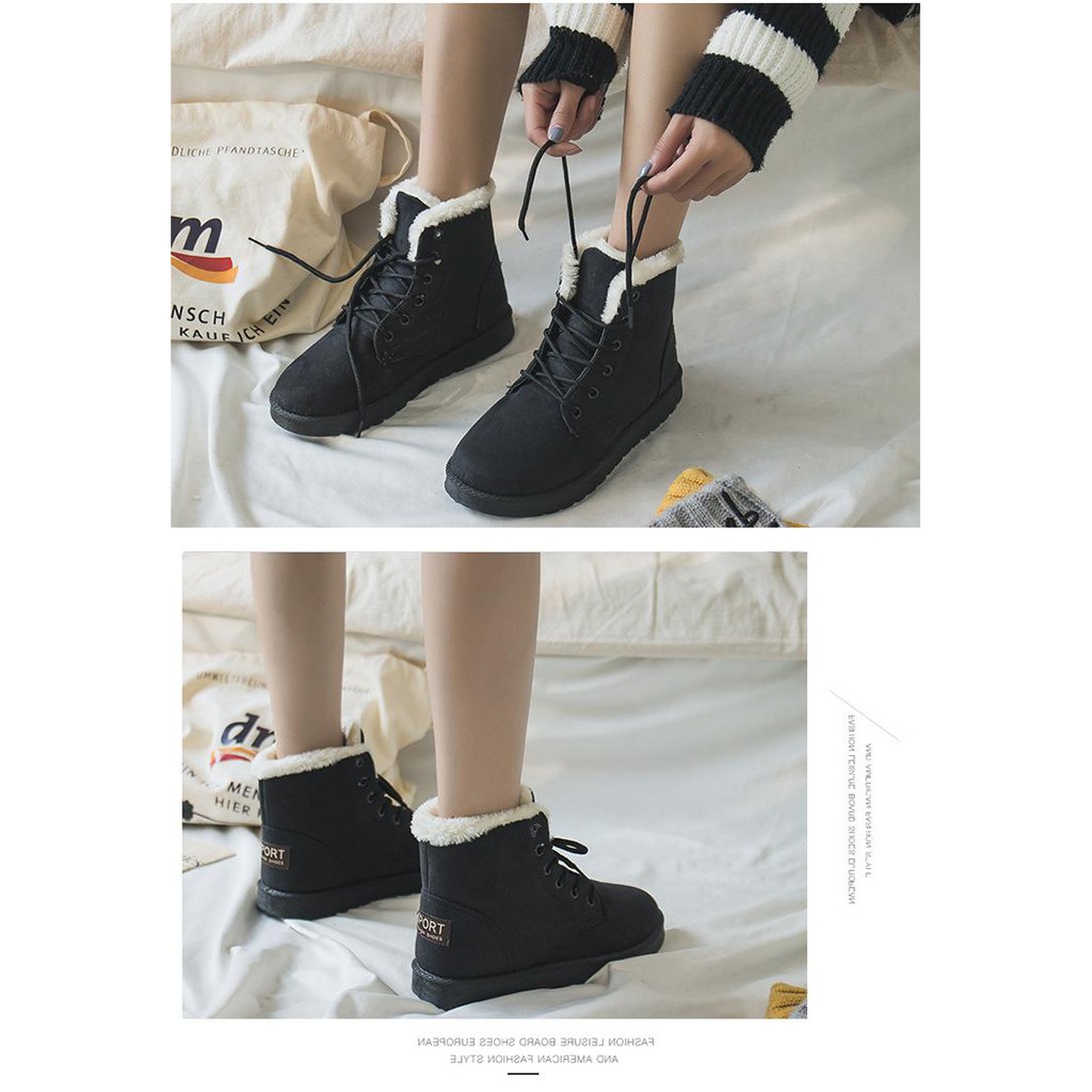 Boots Nữ Lót Lông Mùa Đông Siêu Ấm - Giày Boots Nữ Phong Cách Hàn Quốc | BigBuy360 - bigbuy360.vn