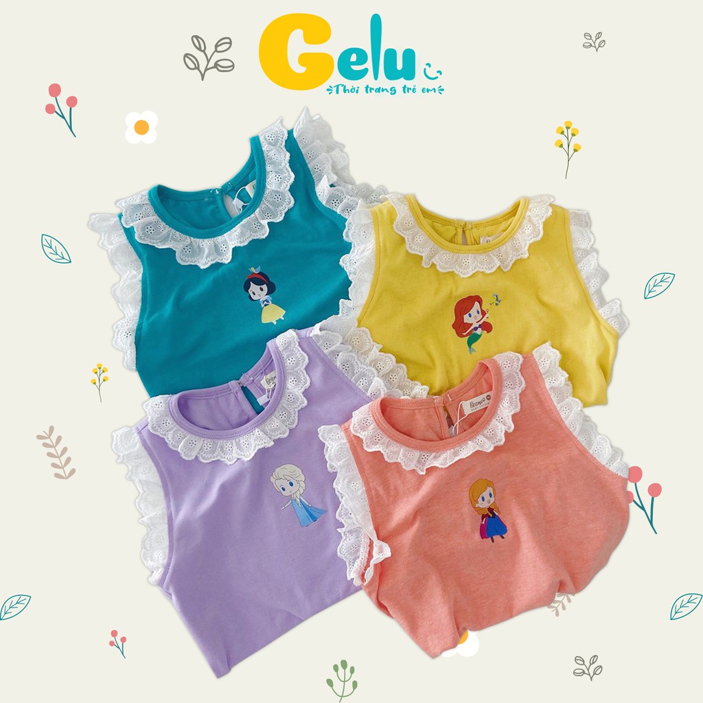 Áo ba lỗ bé gái cotton mềm mịn viền bèo xinh xắn Hàn Quốc - GELU KIDS GLQA17