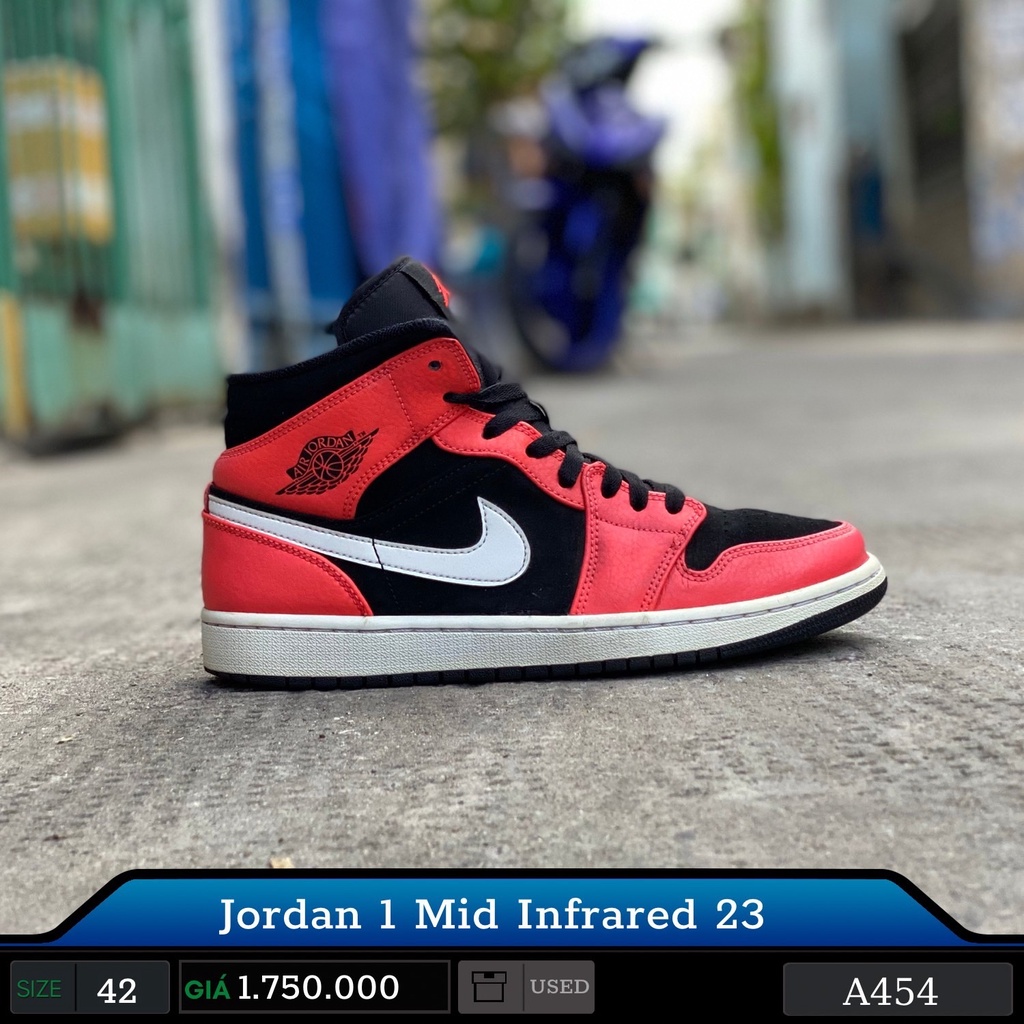 Giày Cũ Jordan 1 Mid Infrared Size 42 2hand chính hãng cam kết real trọn đời - Giày Cũ Sài Gòn